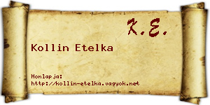 Kollin Etelka névjegykártya